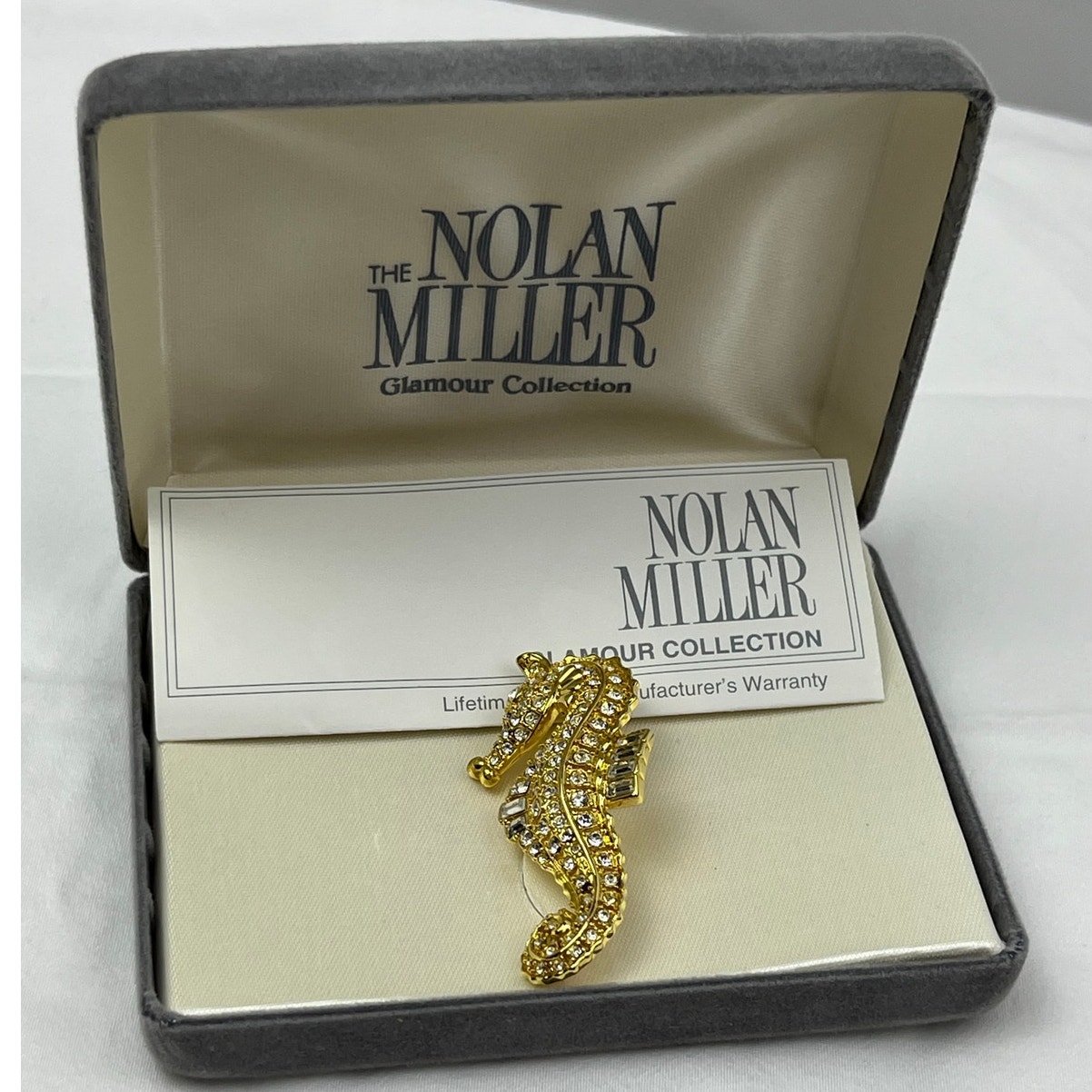 Vintage Nolan Miller Gold Crystal Rhinestone Seahorse Brooch Pin Nautical Brooch 55$